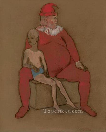 道化師と若い曲芸師 3 1905 年キュビスト パブロ・ピカソ油絵